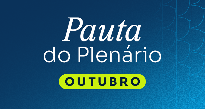 Arte gráfica com texto Pauta do Plenário Setembro