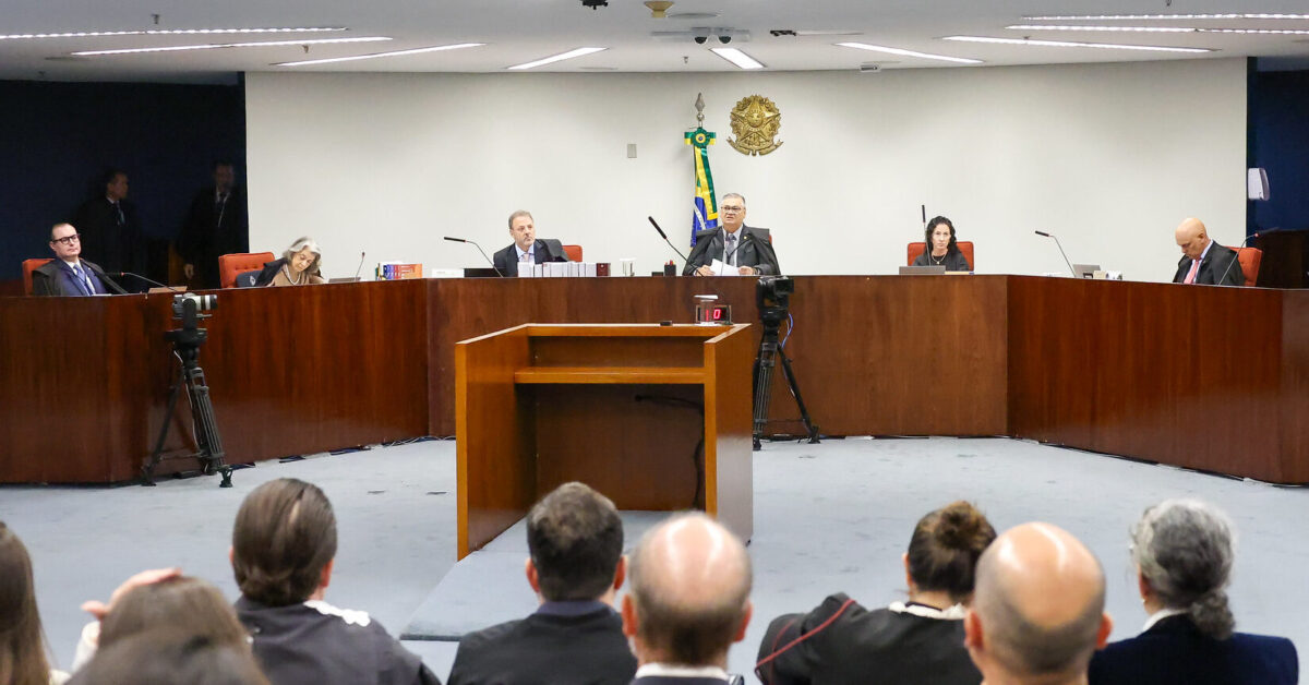 Fotografia da sessão de julgamento da Primeira Turma no caso Marielle.