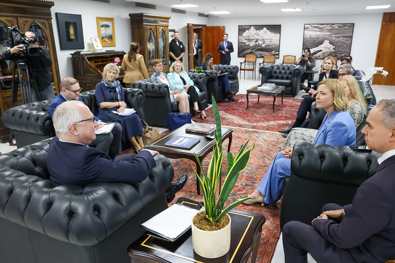 Presidente do STF recebe Henna Virkkunen, vice-presidente executiva da Comissão Europeia