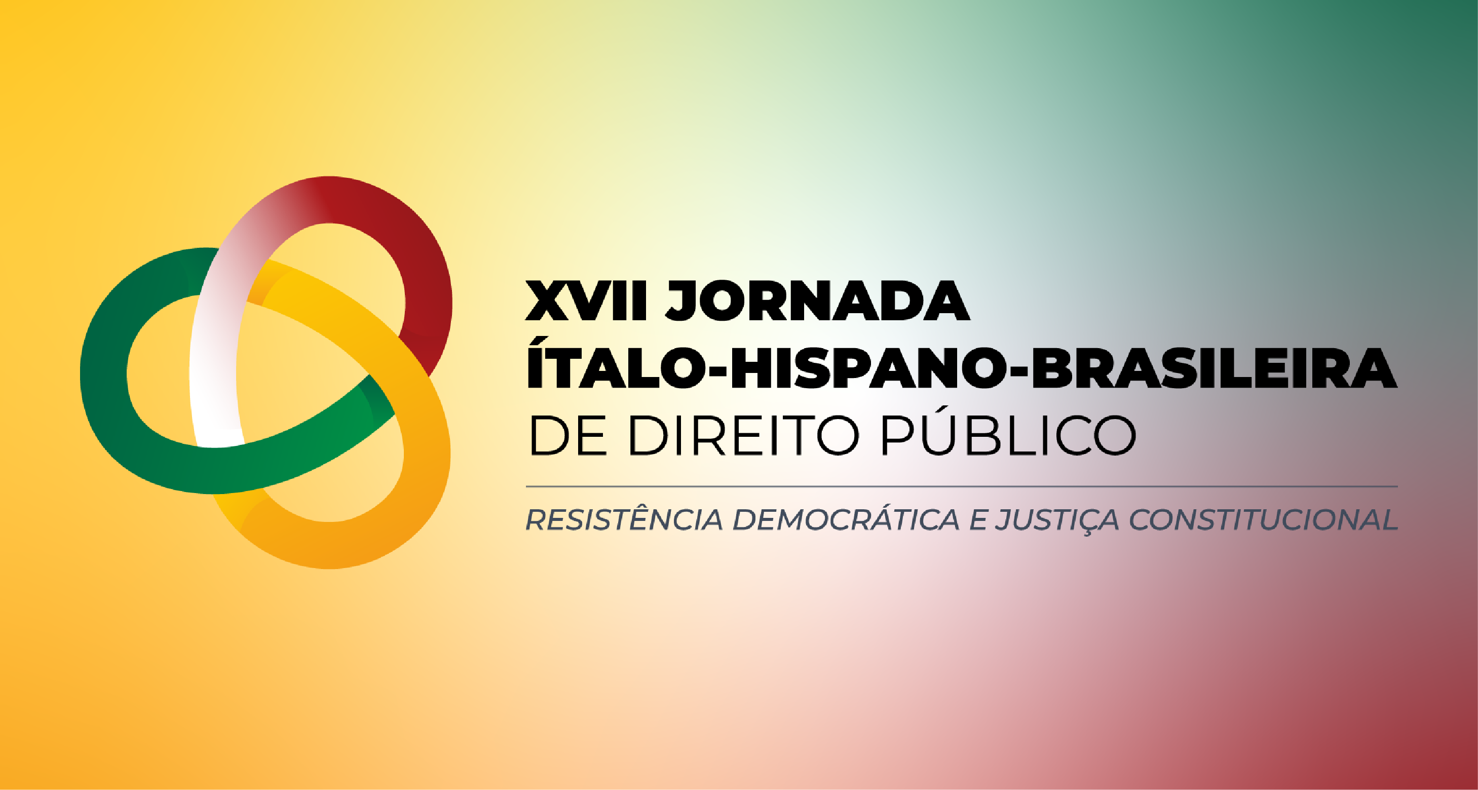Banner do evento com o texto Jornada Ítalo hispano-brasileira de Direito Público - Resistência Democrática e Justiça constitucional
